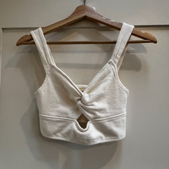 Madewell Cutout Knot-Front Crop Tank Top Color: Off White, Size XS - Picture 9 of 9